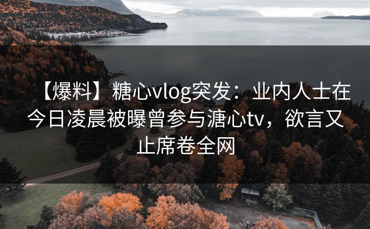 【爆料】糖心vlog突发：业内人士在今日凌晨被曝曾参与溏心tv，欲言又止席卷全网