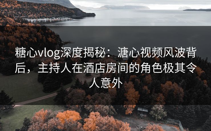 糖心vlog深度揭秘：溏心视频风波背后，主持人在酒店房间的角色极其令人意外