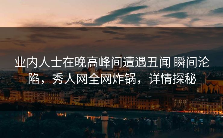 业内人士在晚高峰间遭遇丑闻 瞬间沦陷，秀人网全网炸锅，详情探秘