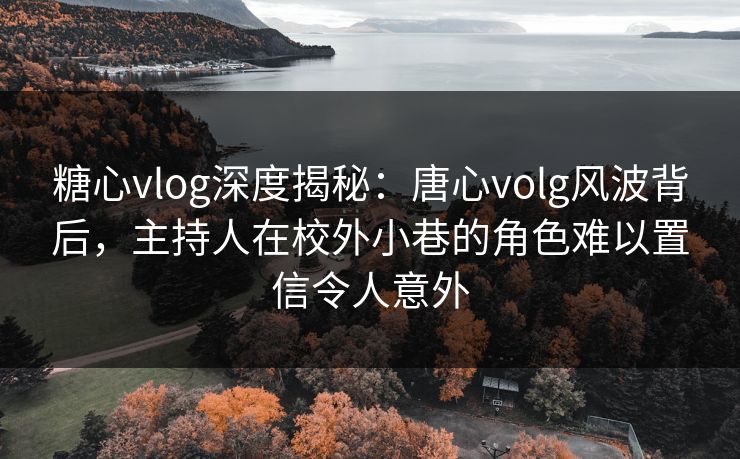糖心vlog深度揭秘：唐心volg风波背后，主持人在校外小巷的角色难以置信令人意外