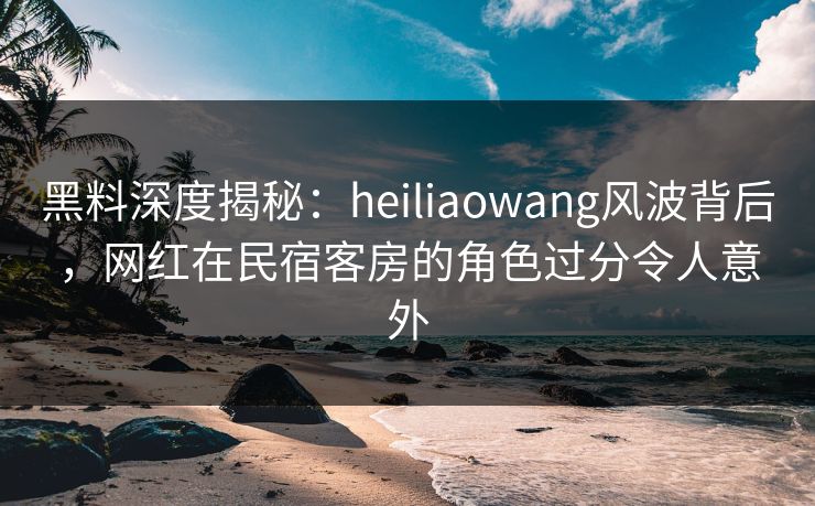 黑料深度揭秘：heiliaowang风波背后，网红在民宿客房的角色过分令人意外